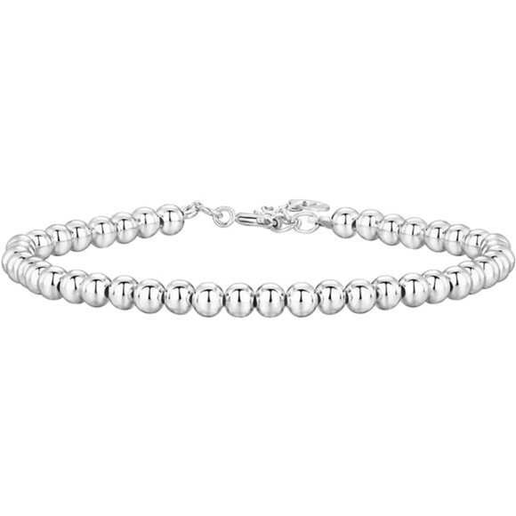 14K Gold Plated Bead Chain Adjustable Bracelet for Women White Gold Plated - Picture 1 of 5